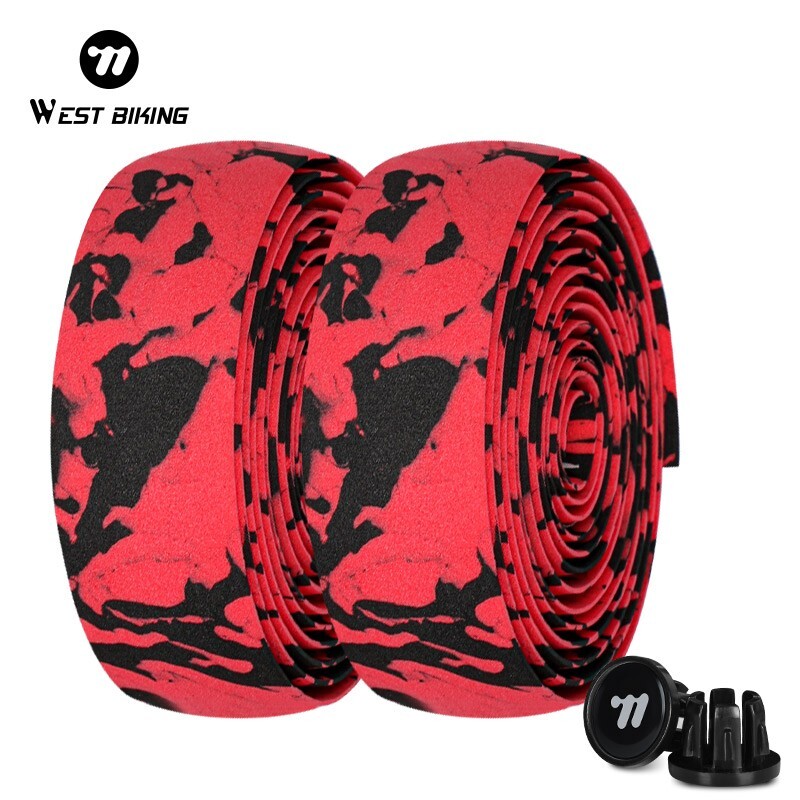 West Biking Road Bike Bicycle Handlebar Tape PU EVA Handlebar Tape Black One Pair