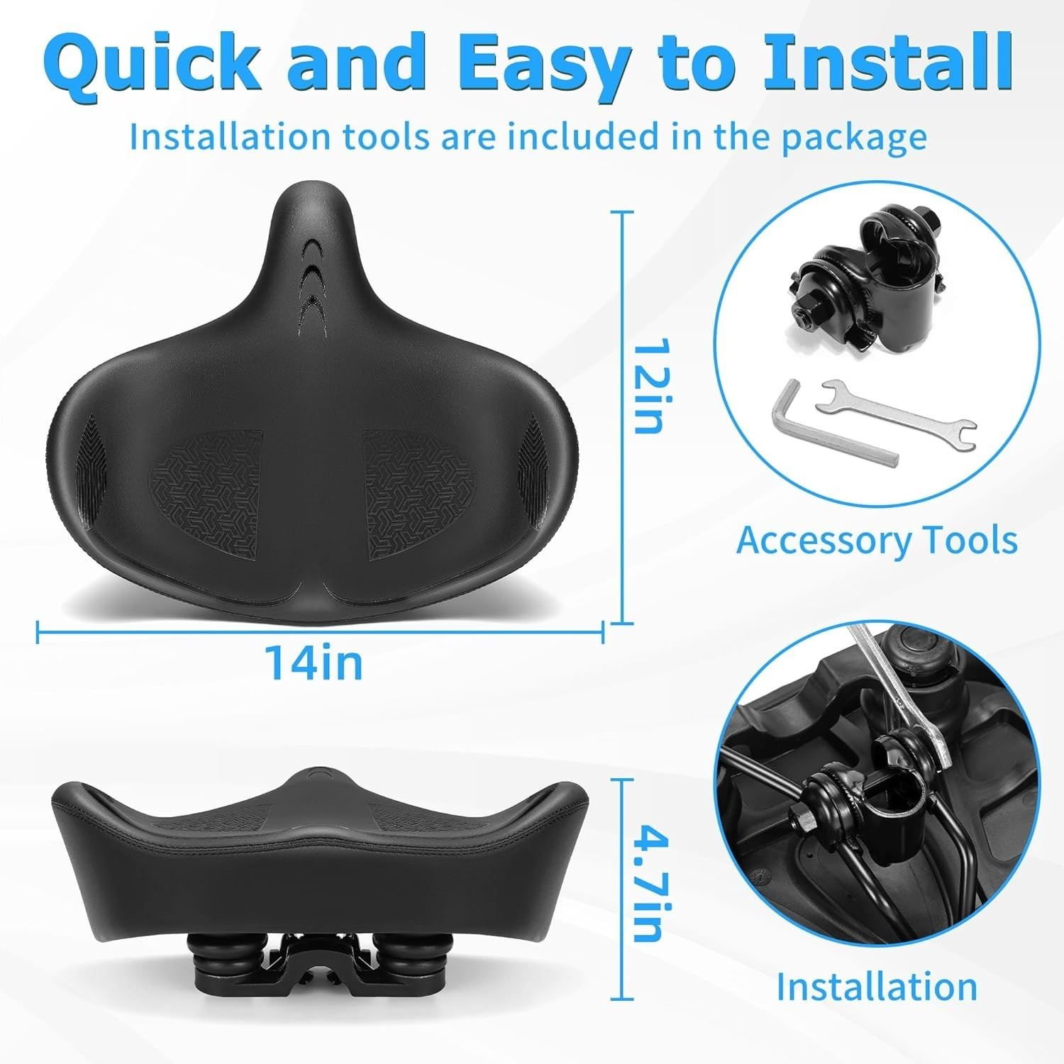 CDYWD Oversized Bike Seat for Men & Women Comfort, Extra Wide Bicycle Seat Cushi