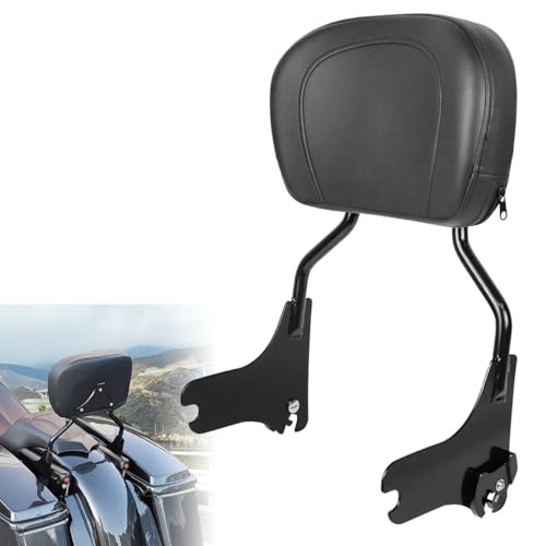 Detachable Upright Passenger Backrest Sissy Bar With Back Rest Pad Black