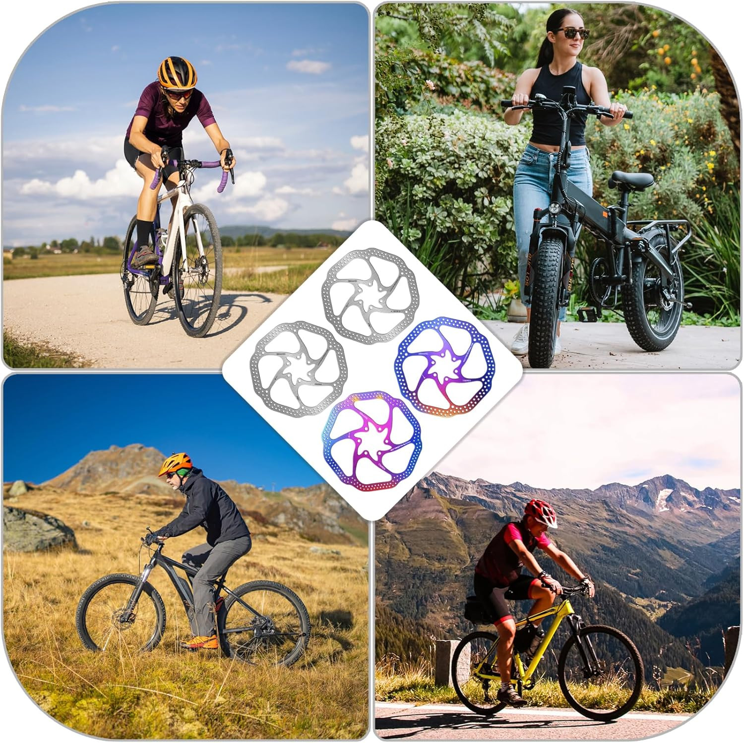 140Mm 160Mm 180Mm 203Mm MTB Disc Brake Rotor with 6 Bolts, Bicycle Brakes Stainl