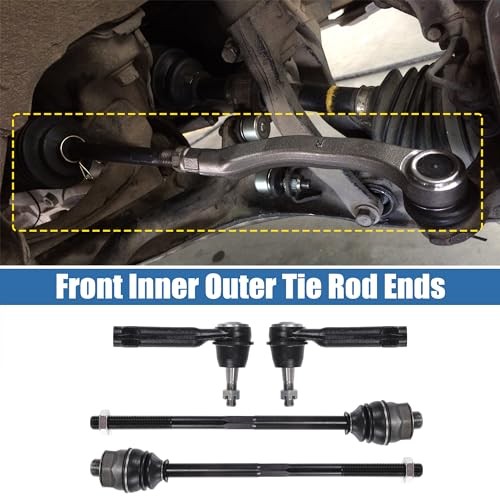 4pcs Front Inner Outer Tie Rod Ends Kit Suspension Steering Tie Rod End for