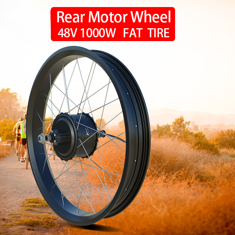 20 24 26er Snow E-bike Fat Tire Brushless Gear Rear Hub Motor Wheel 48V 1000W