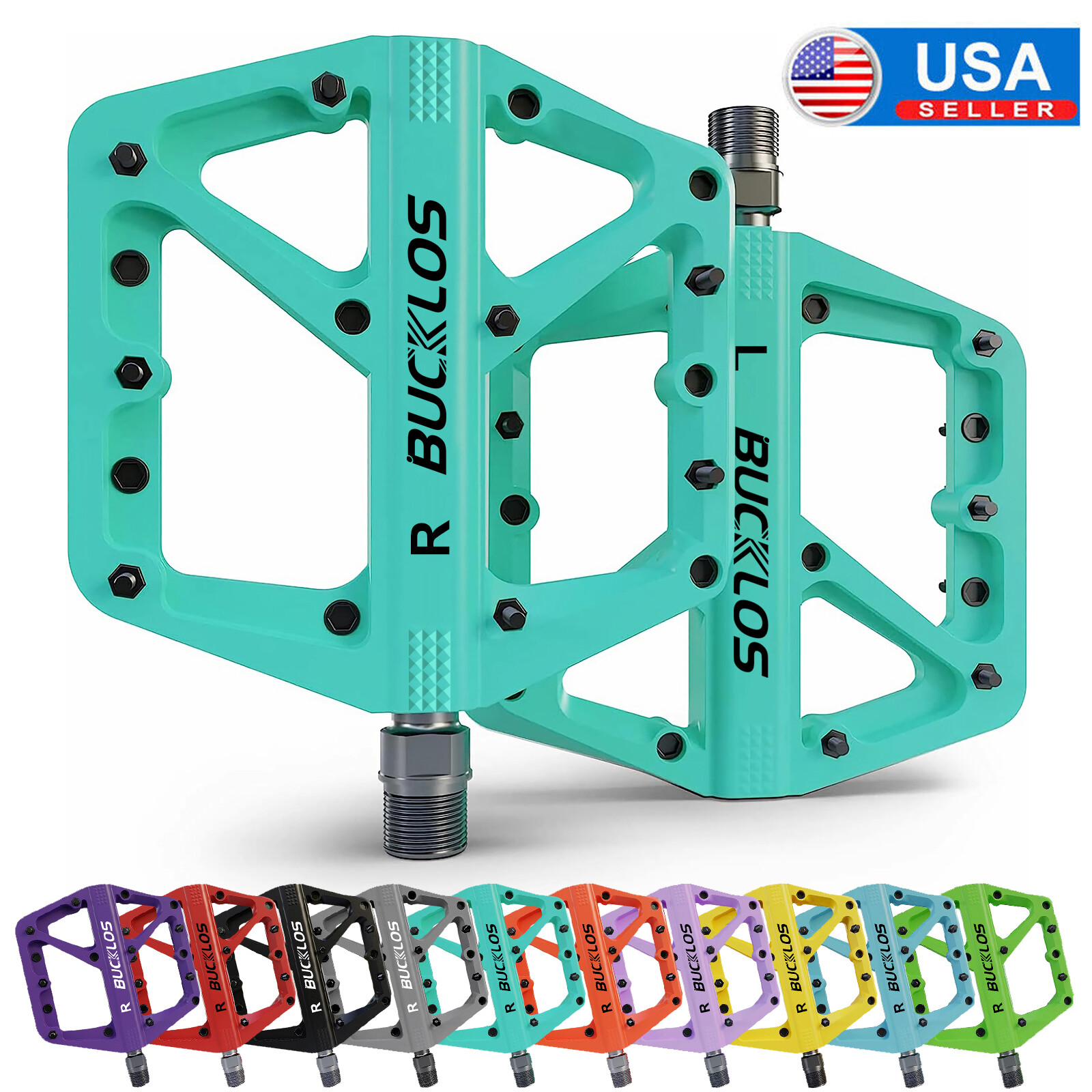 Bicycle Mountain MTB Road Bike Cycling Bearing Nylon Flat-platfrom Pedals 9/16”