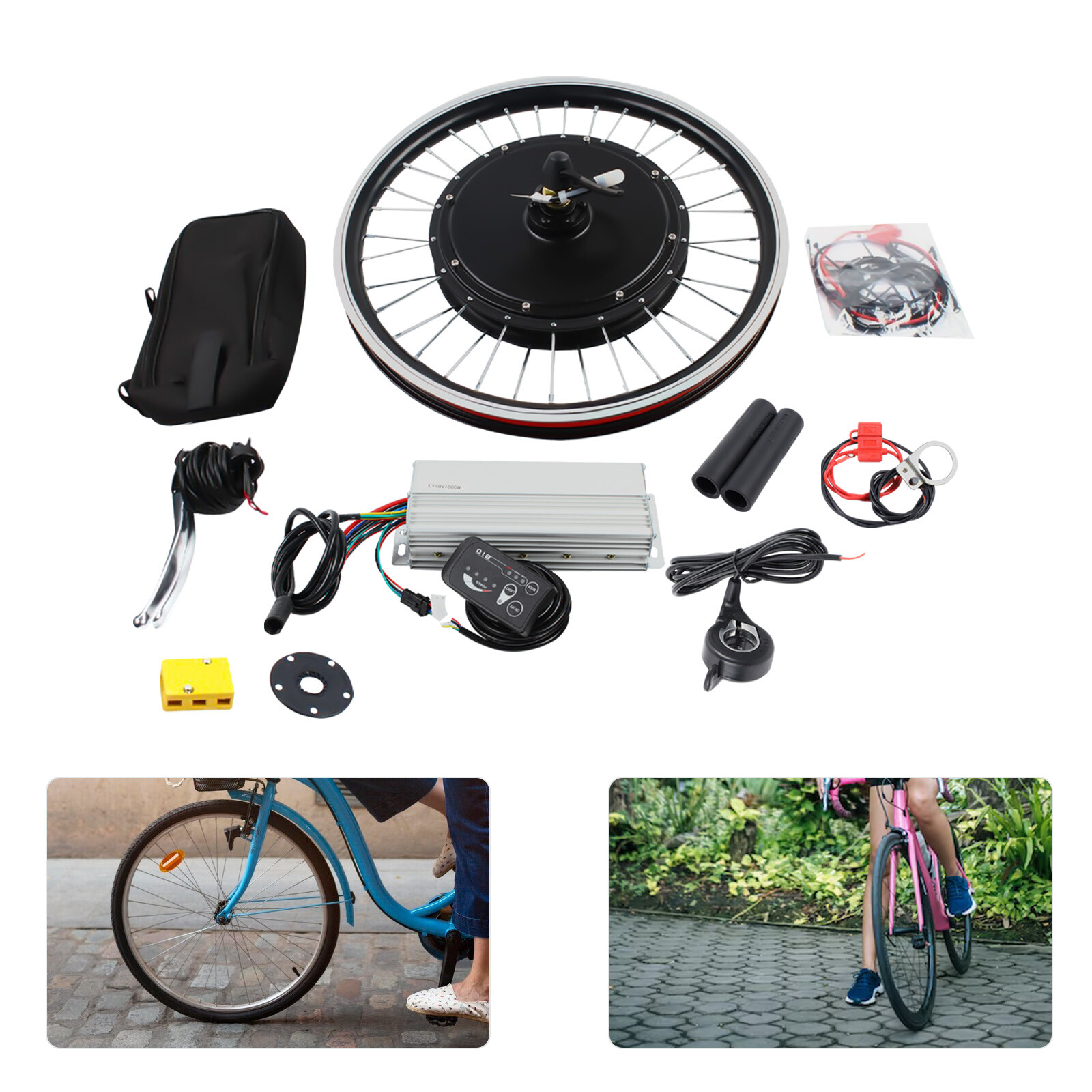 20 inch 48V 1000W Front Wheel Motor Electric Bicycle E-bike Conversion Kit LED