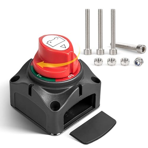 On-Off Battery Switch DC 12V-48V 275A, Heavy Duty Marine Power On-Off Switch