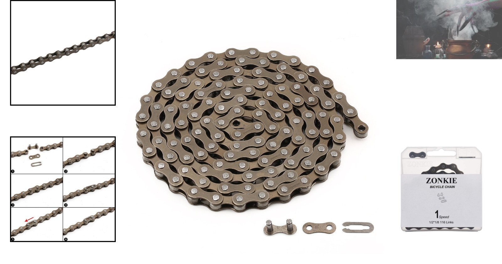 Alloy Steel Single-Speed Bicycle Chain, 1/2 x 1/8 Inch, For Ultimate Performance