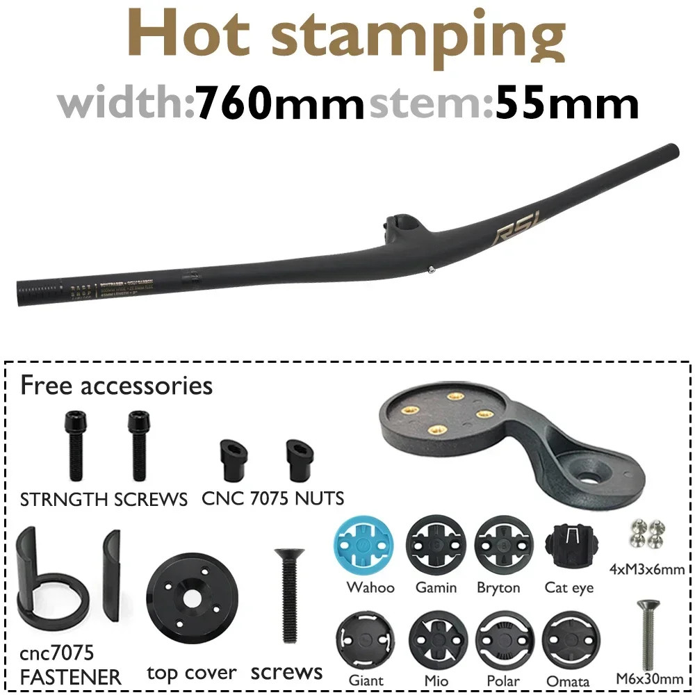 Full Carbon MTB Integrated Bicycle Handlebar 0 Degree 27.5mm Rise 760-800mm