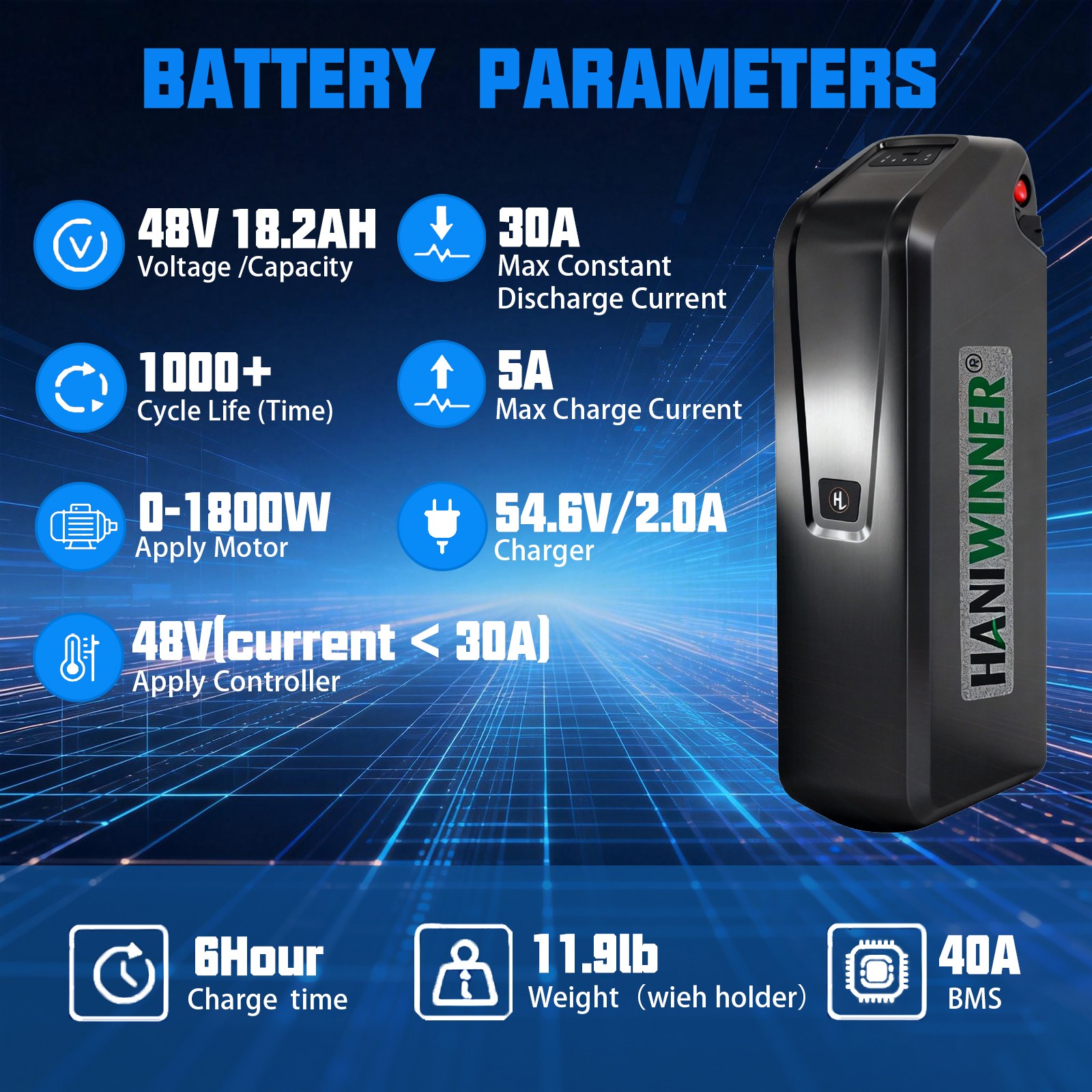 48V 18.2Ah 873.6Wh Ebike Battery for DIY Electric Bicycle 500W 700W 1000W