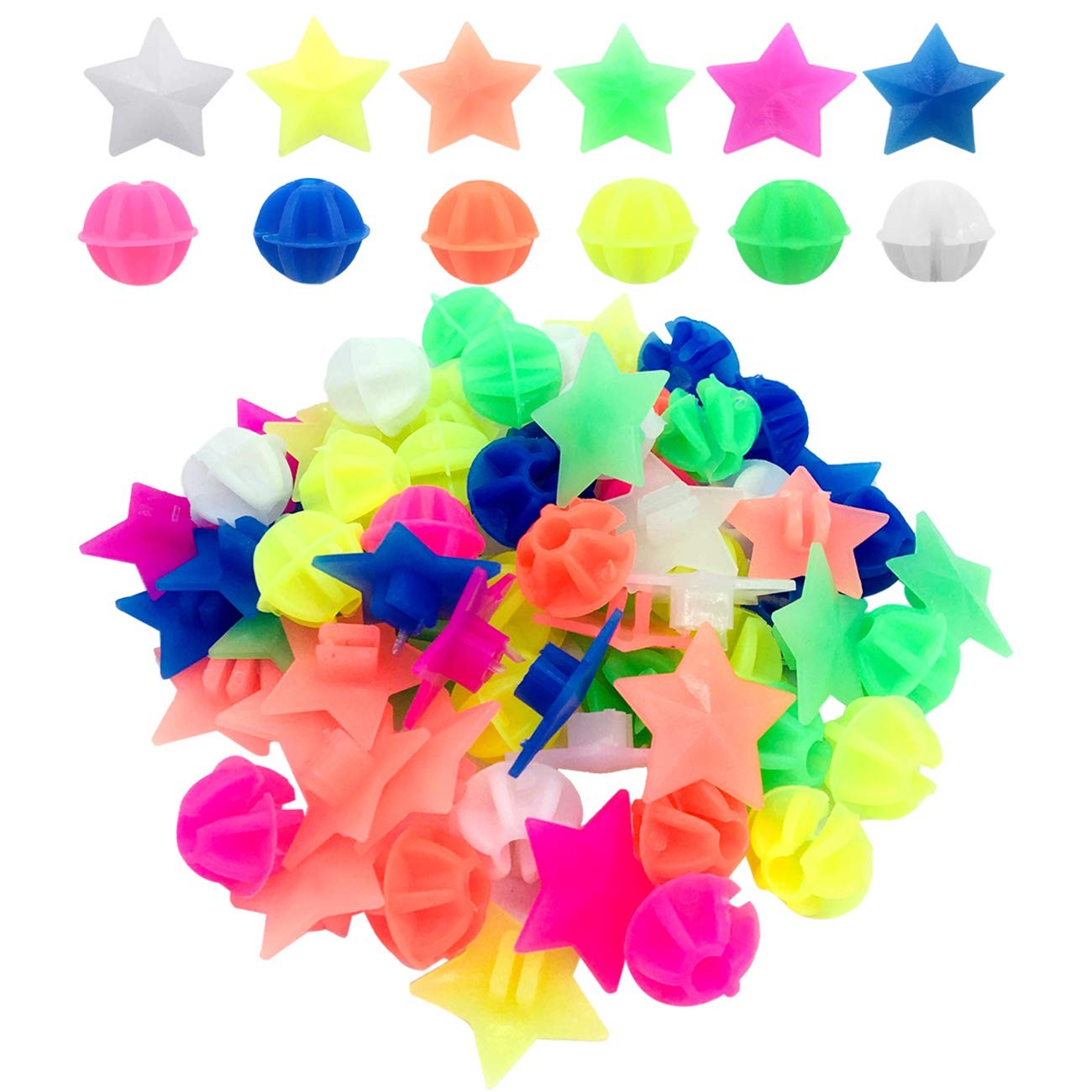 72 Pcs Multicolor Bike Wheel Spoke Beads 2 Sizes