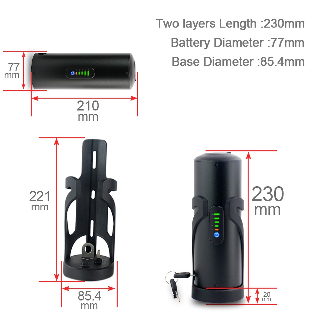 UPP Mini Water Bottle Li-ion Ebike Battery 36V 48V 7Ah 10.5Ah for 50W-500W Motor