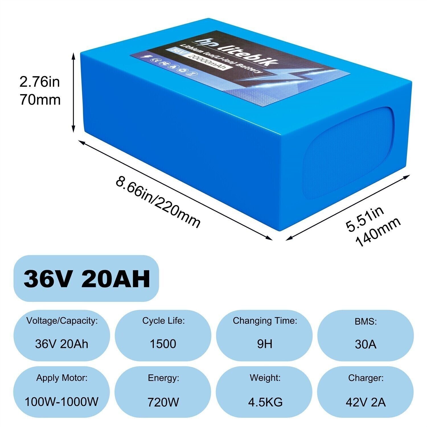 48V 36V 8Ah 10Ah 14Ah 20Ah Ebike Lithium Battery for Electric Bicycle Scooters