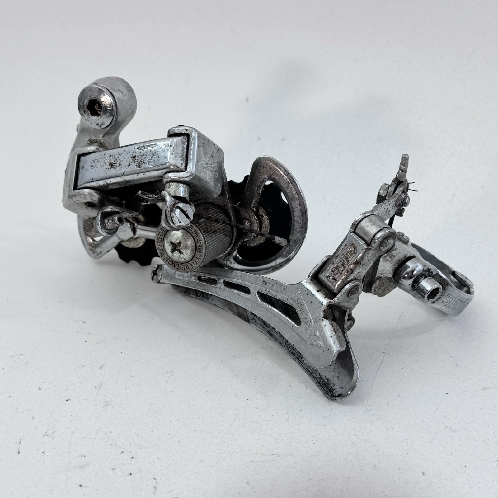 Vintage Suntour Seven 7 Derailleur Set Front Rear 28.6 Bottom Pull Bike A16