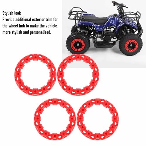 4Pcs 10 Inch ATV Wheel Trim Hub Decor Rim Cap Plastic Scratch Proof Sporty Red