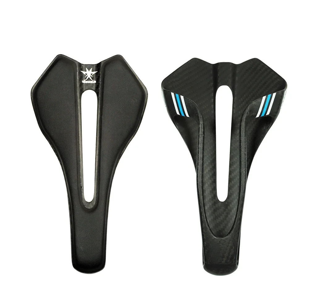 Carbon Fiber Leather Road Bicycle Saddle Hollow-Out Design Bike Seat Cushion