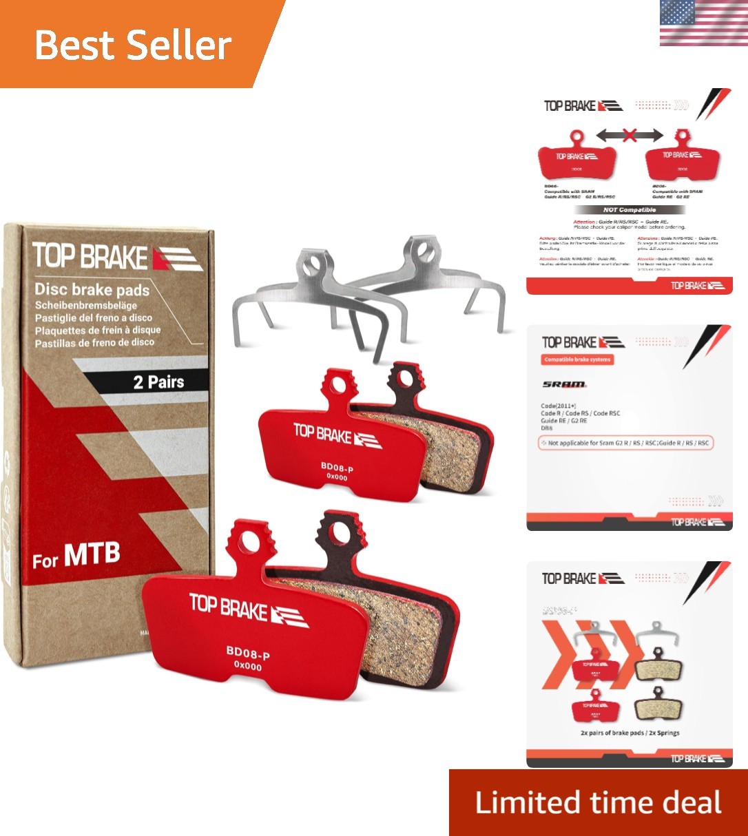 Disc Bike Brake Pads Compatible with SRAM Code R RE RSC, Guide RE, G2 RE, DB8…