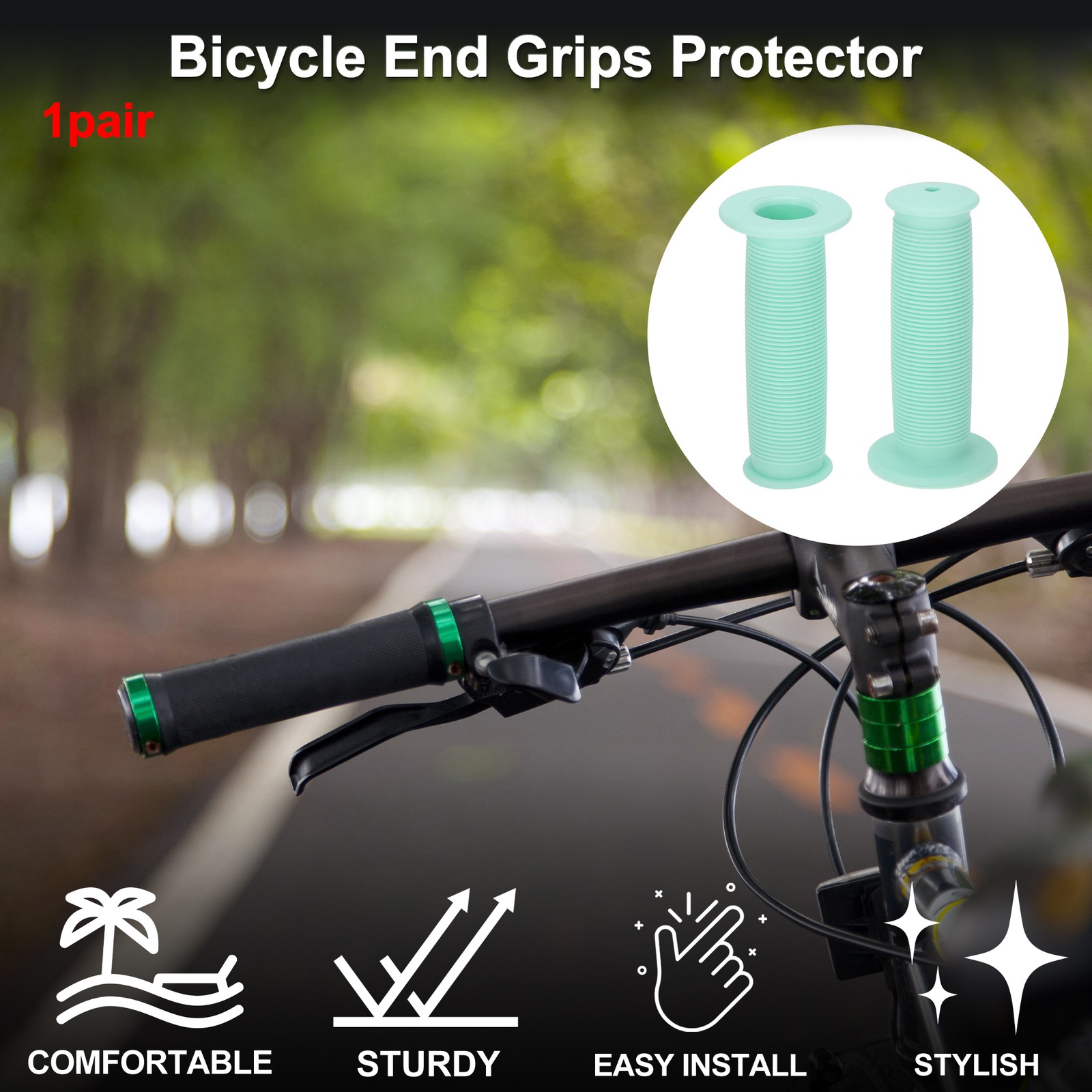 Bike Handlebar Grip Cover 100mm Lightweight MTB End Grip Protector Blue 1 Pair