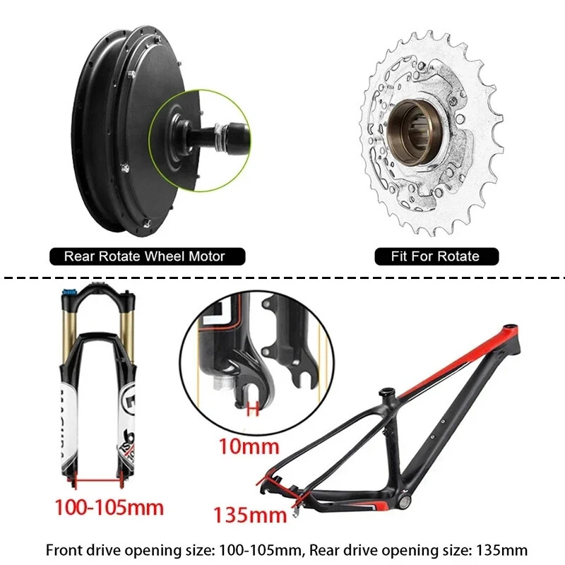 48V 1000W Fat Tire Freewheel Rear Hub Motor for Snow E-bike 20/26er Wheel