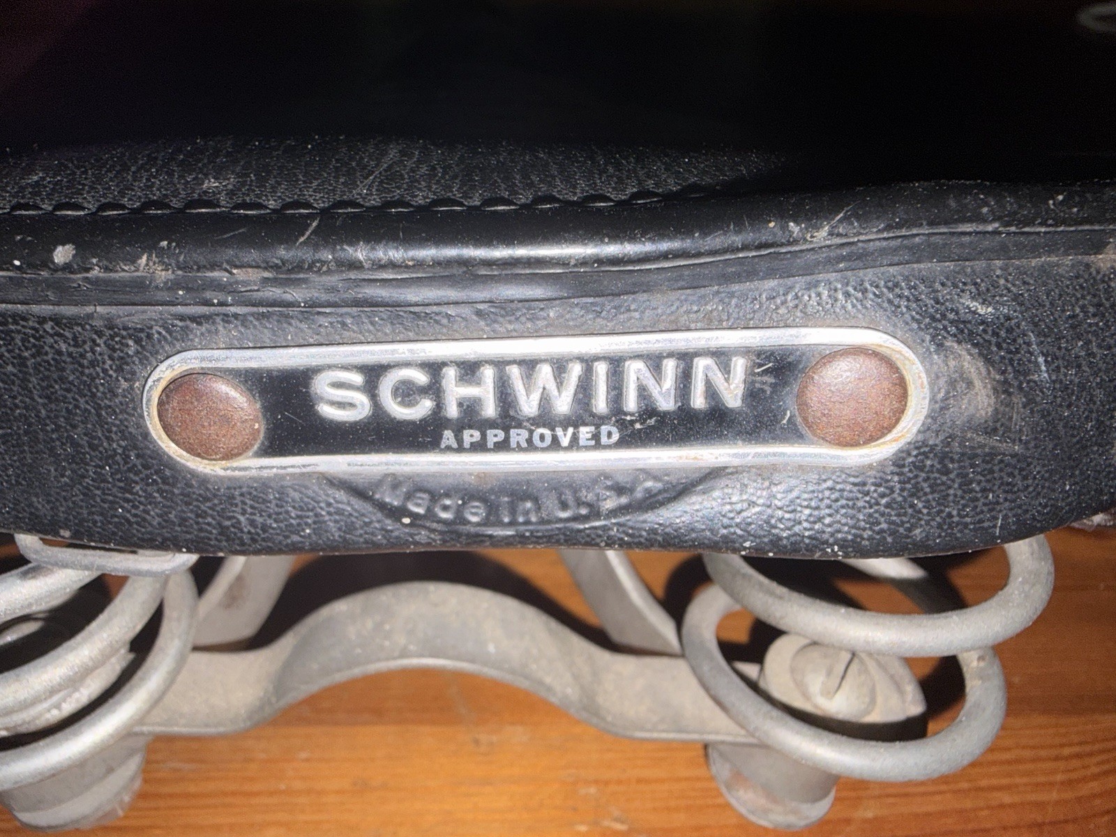 1966 Vintage Schwinn Approved Riveted Black Dual Spring Bicycle Seat Saddle VGC