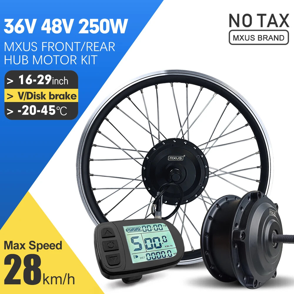 MTB Ebike Conversion Kit 36/48V 250W Brushless Front Rear Hub Motor 16-29In 700C