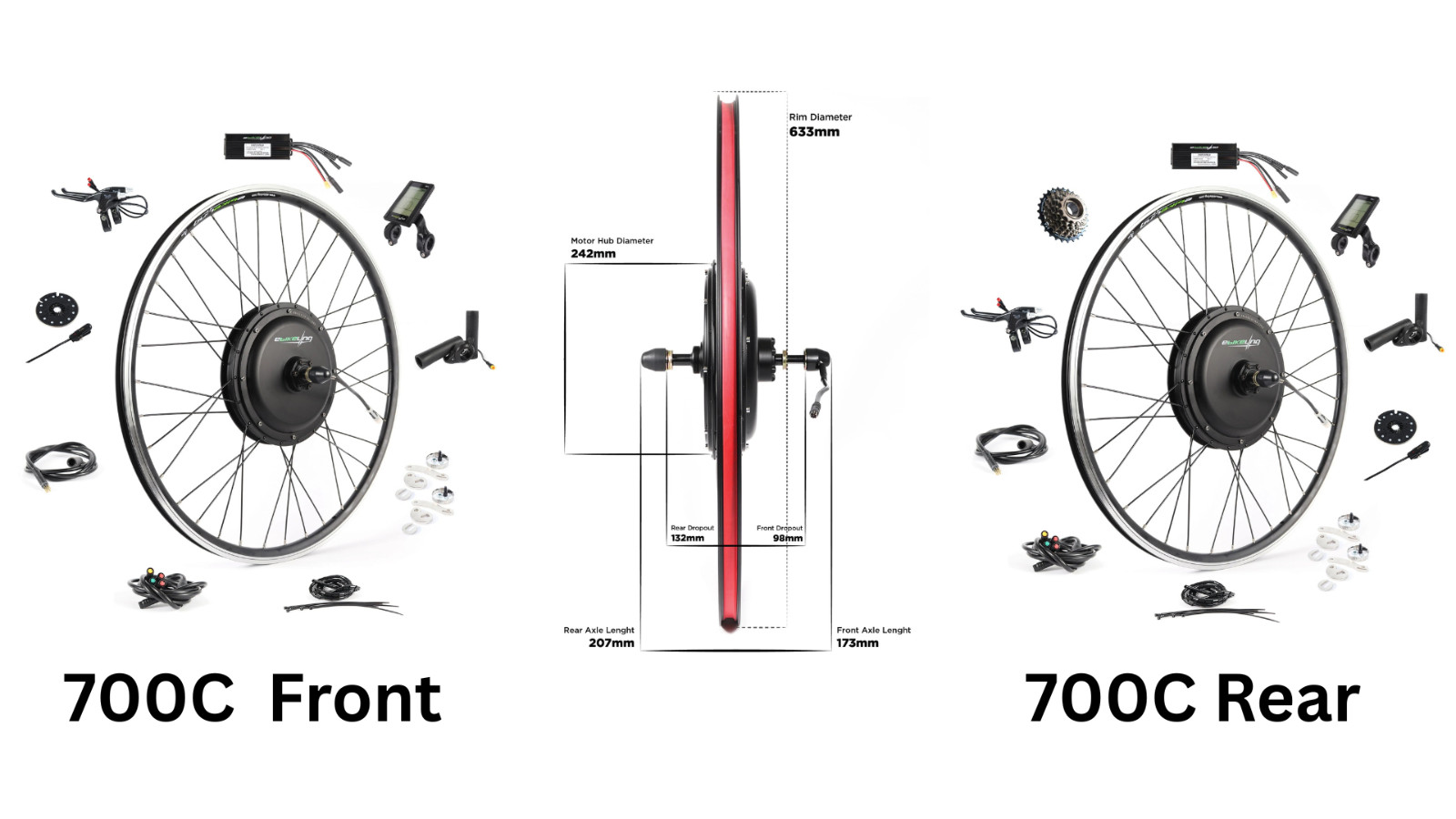 eBikeling Waterproof 48V 1200W Direct Drive Motor Electric Ebike Conversion Kit