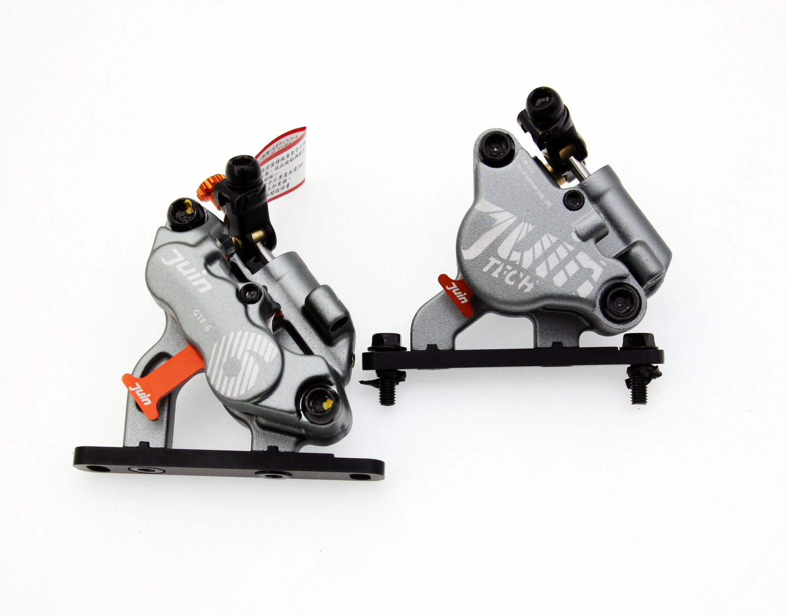 Juin Tech GTF6 Cyclocross Riding 6-Piston Hydraulic Brake Caliper Set Gray Bike