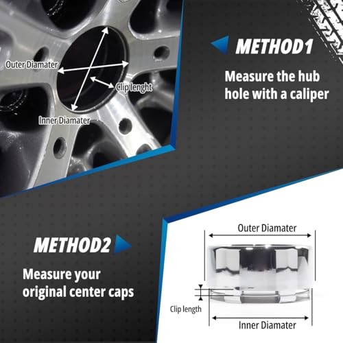 4 Pack 86 mm / 3.39 in Wheel Center Caps Kit, OD: 86 mm / 3.39 in, ID: 83 chome