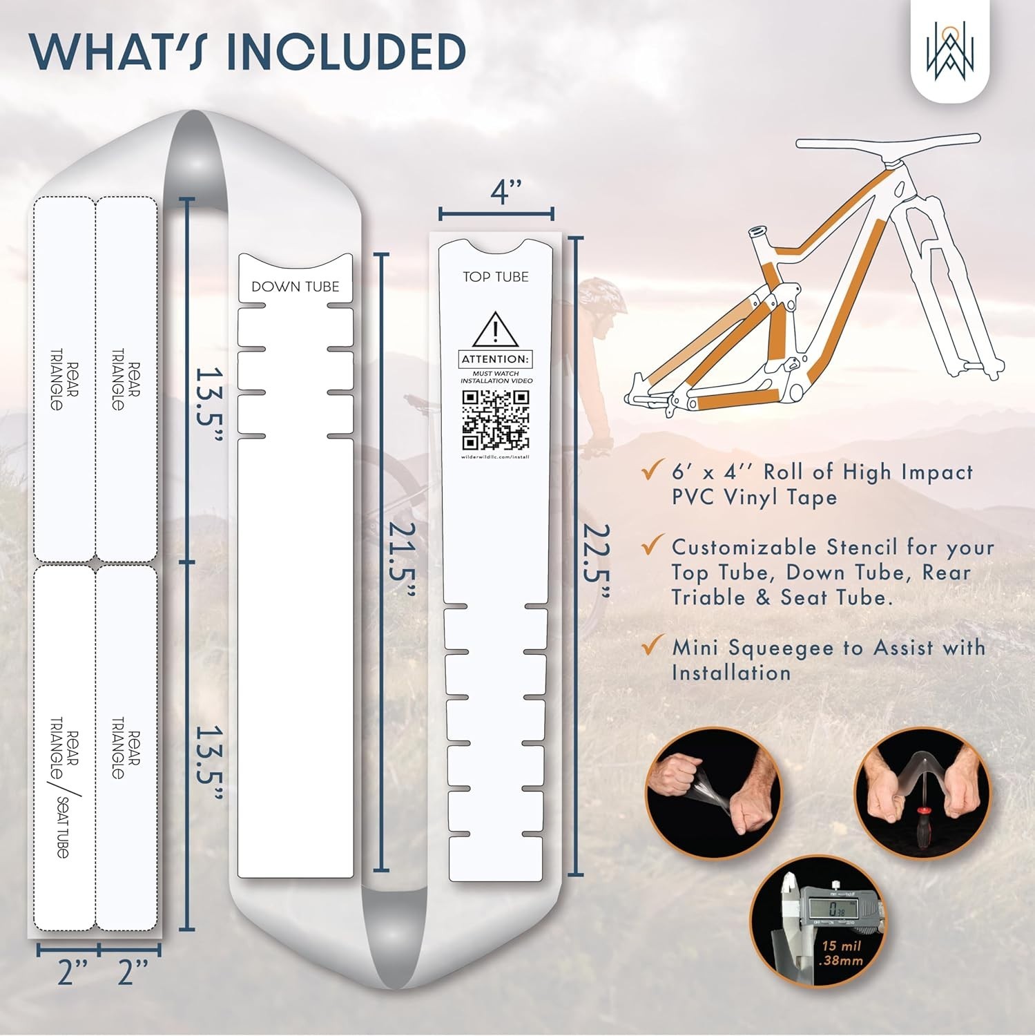 Bike Frame Protection Tape- High Impact Clear Vinyl Wrap Includes Tool 4”x72 …