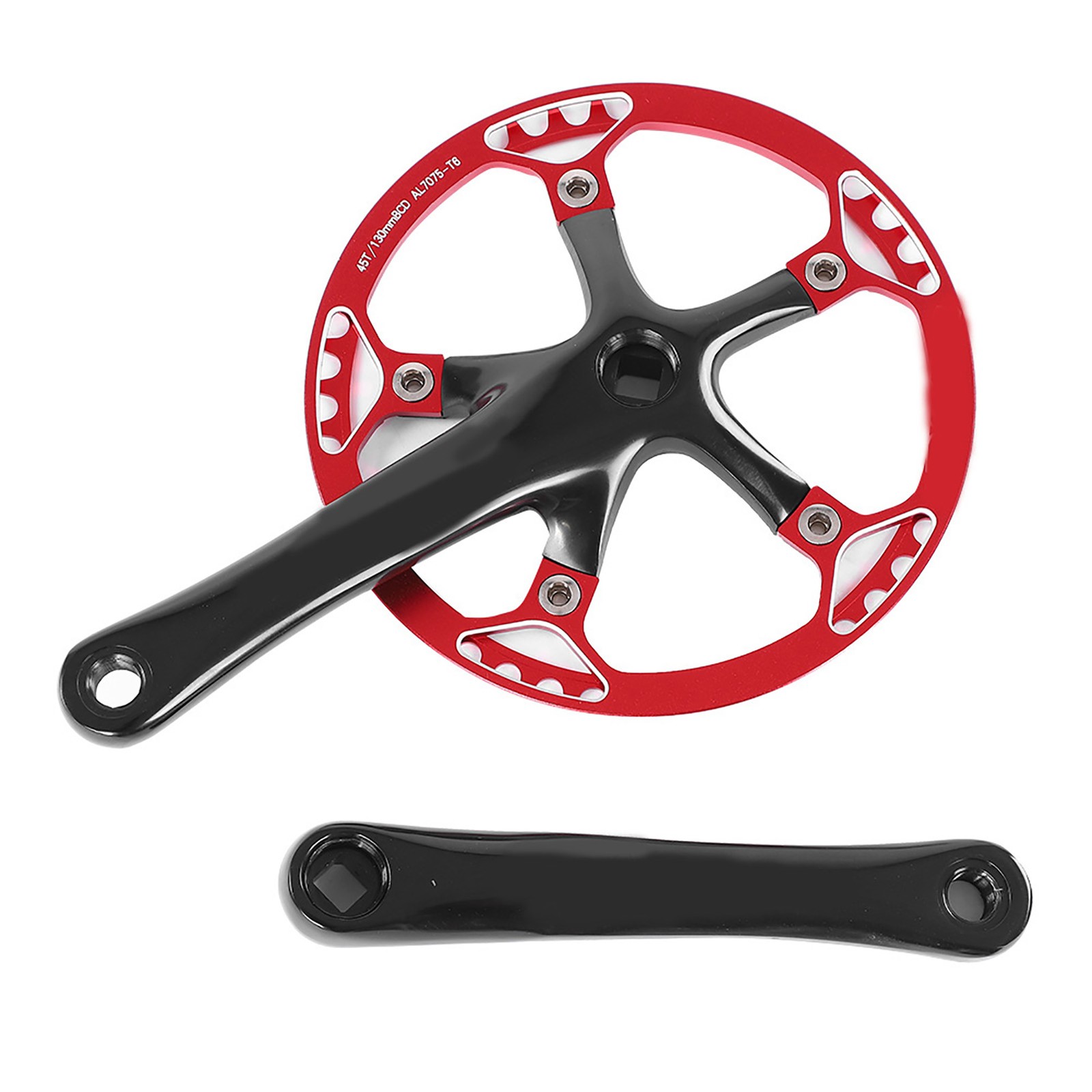 Meijun Bike Crankset 170mm Bicycle Chainwheel Chain Set 45T 47T (black Red