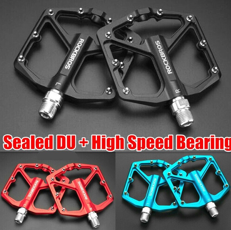 ROCKBROS MTB 9/16″ DU Sealed Bearing Flat Aluminum Pedals Bike Bicycle Pedals