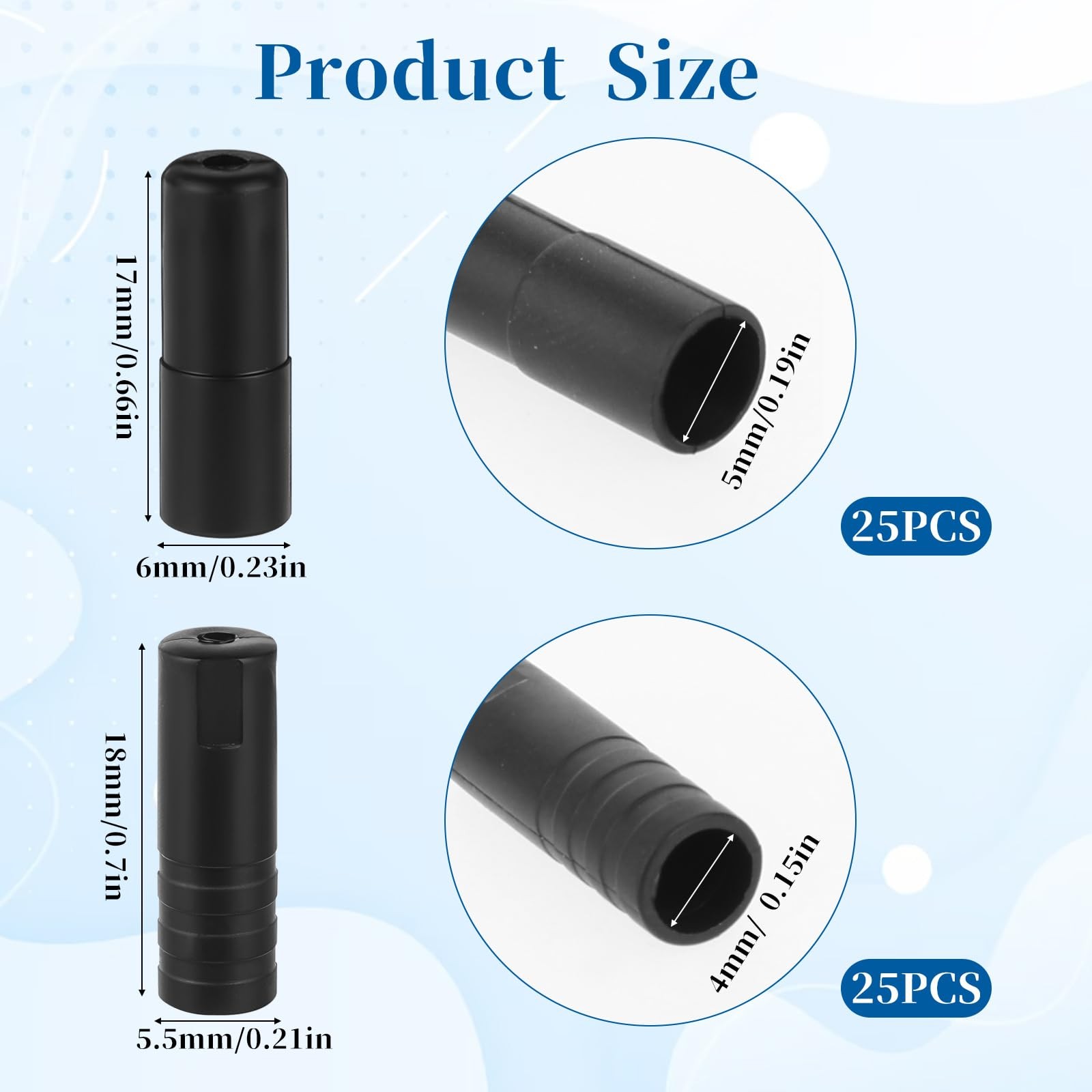 50 Pcs Bike Cable End Caps Black Plastic 4 Millimeters Repair Accessories