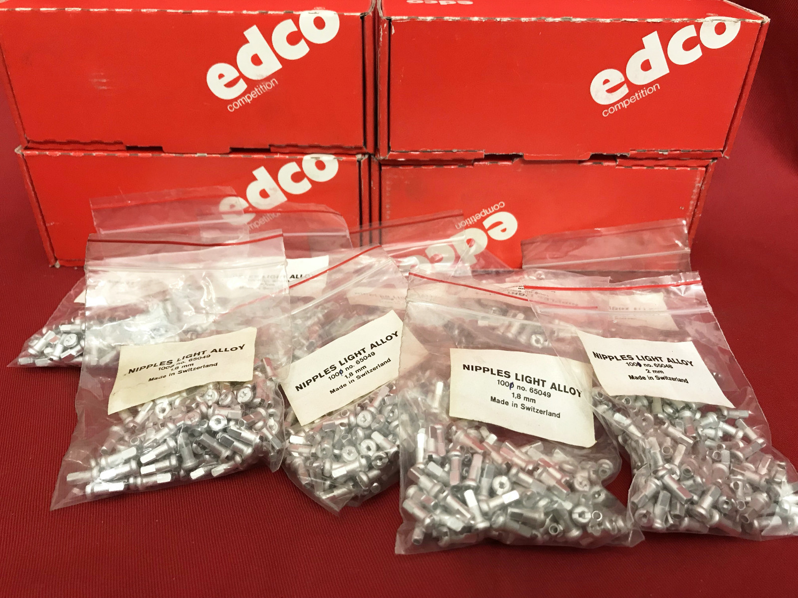 Vintage NOS 100 EDCO Speichennippel Alu NIPPEL LIGHT ALLOY 1,8mm oder 2mm neu
