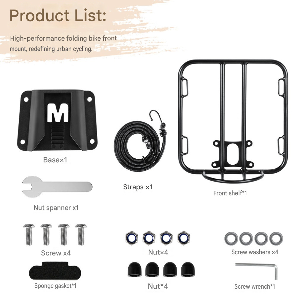 Front Mount Aluminum Rack for Folding Bikes Quick Release No Tools Needed
