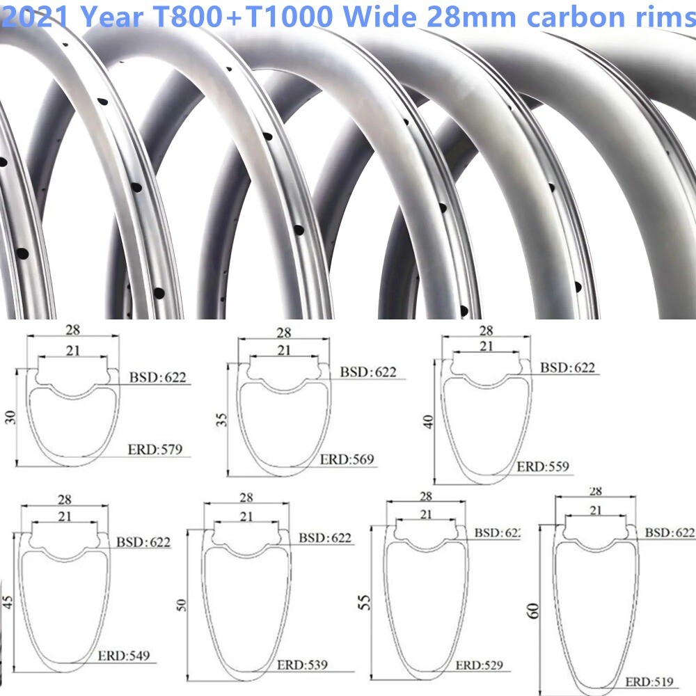 700C Super Light Carbon Rims 30mm Wide Symmetric 30mm-50mm Depth Disc Brake