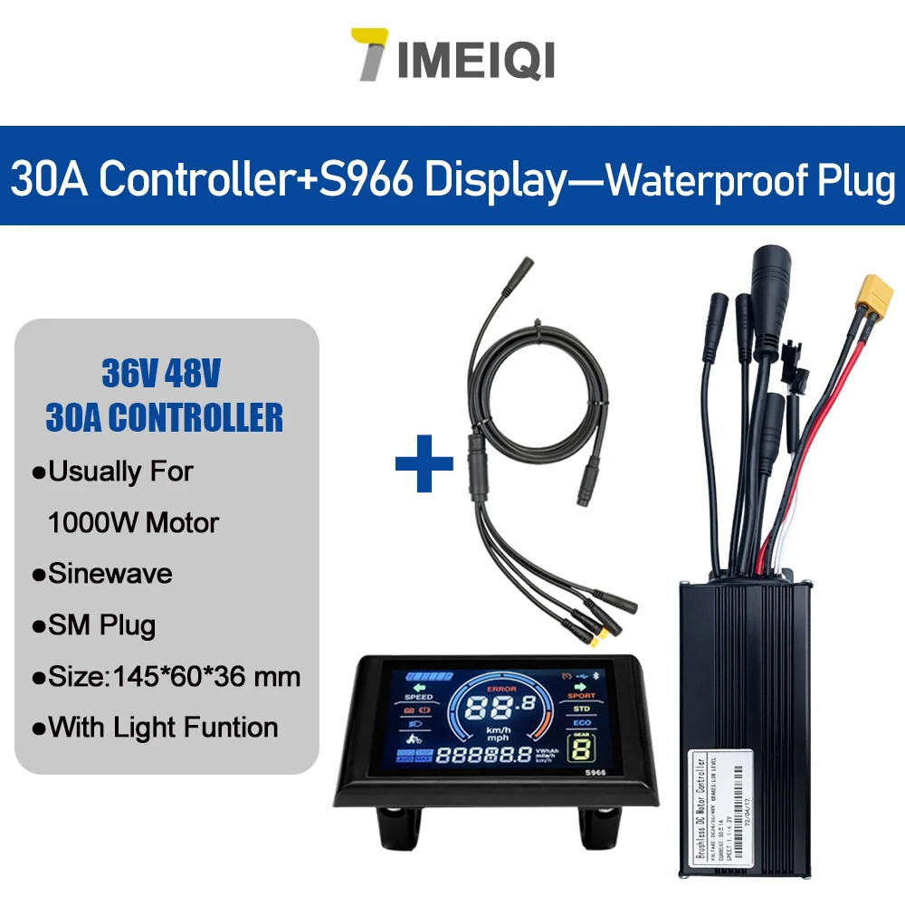 Three-Mode E-bike Sine Wave Controller 36V 48V 17/26/30/40A with LCD Display