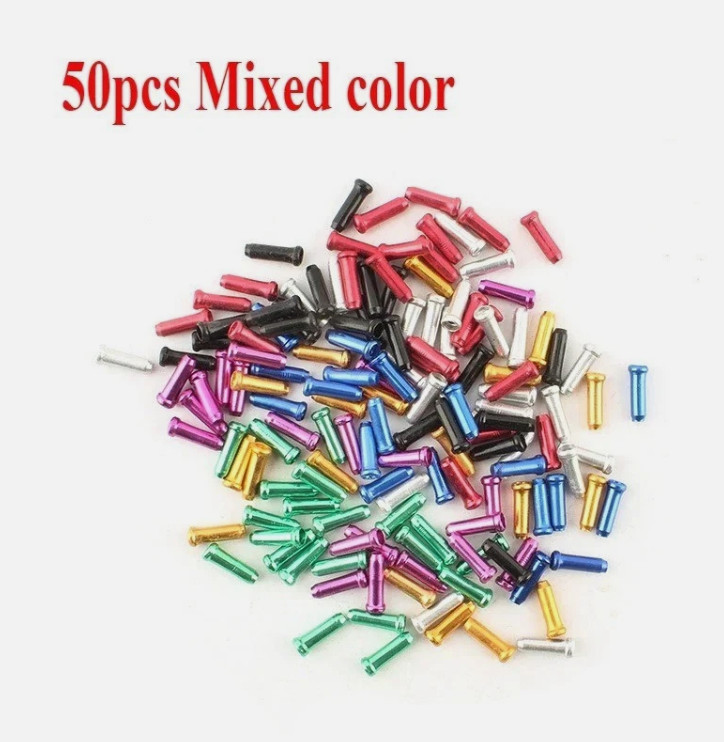 New 50 Pcs Aluminum Bike Bicycle Shifter Brake Cable Tips Caps Ends Crimps