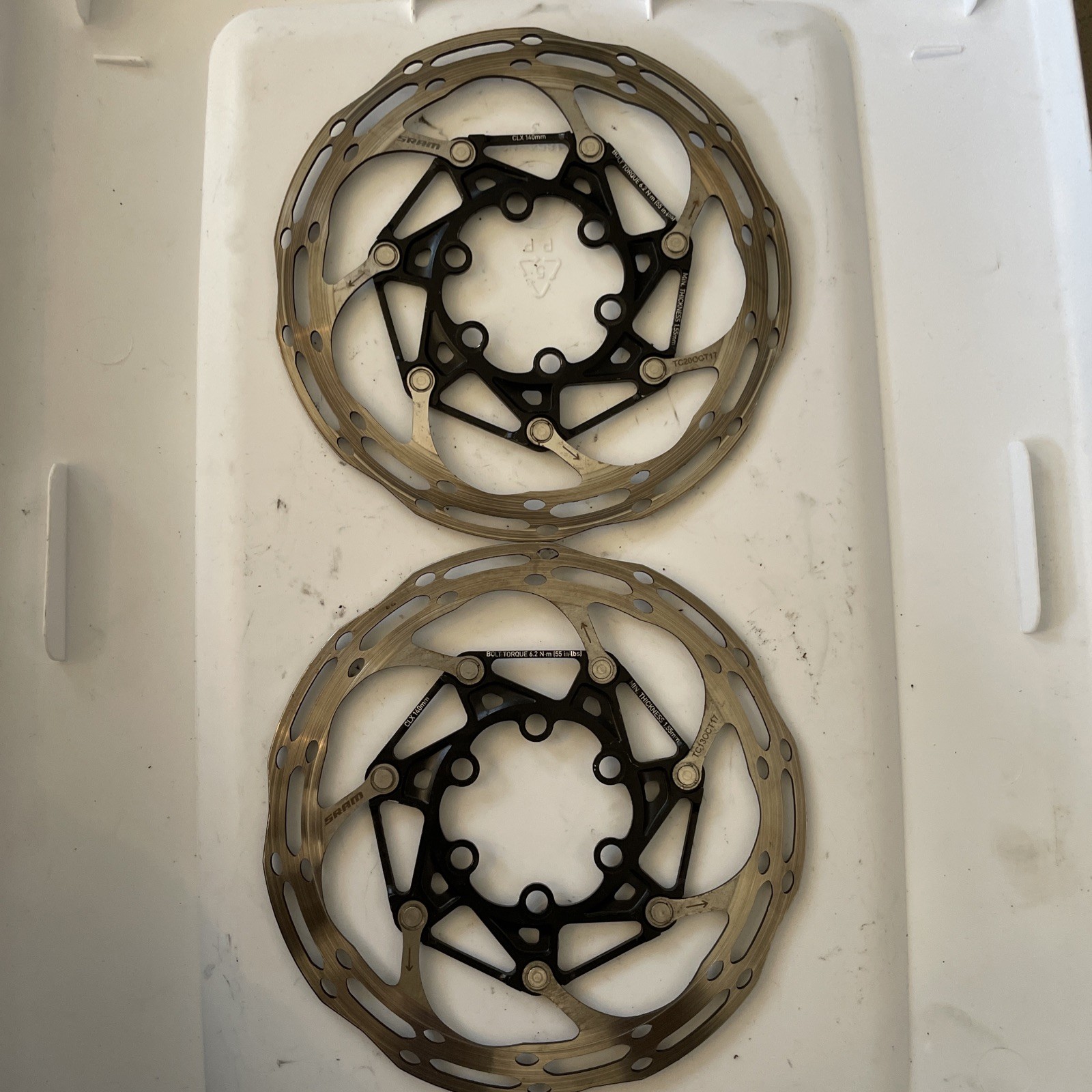 (2) SRAM CLX 140mm 6-bolt Disc Brake Rotor 86g set of two