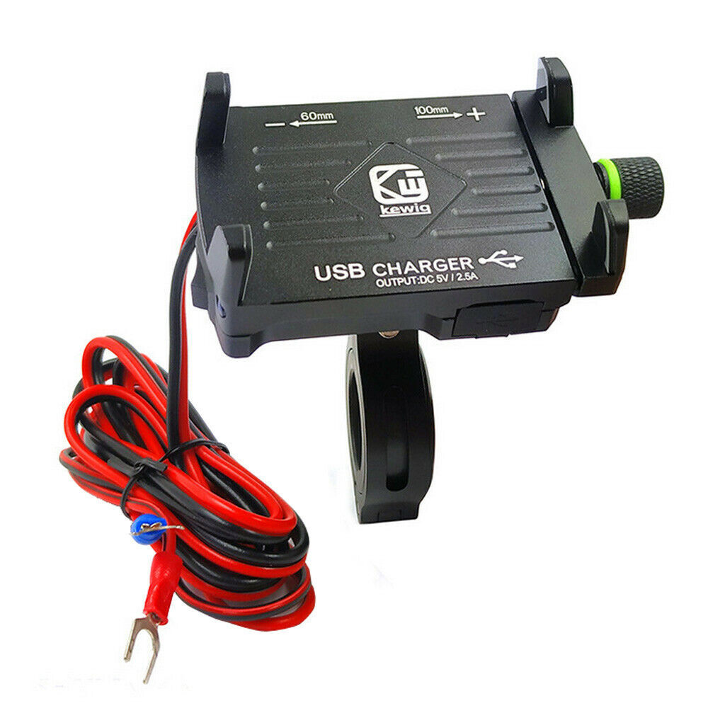 Motorcycle Bike ATV Cell Phone GPS Handlebar Mirror Mount Holder USB Charger