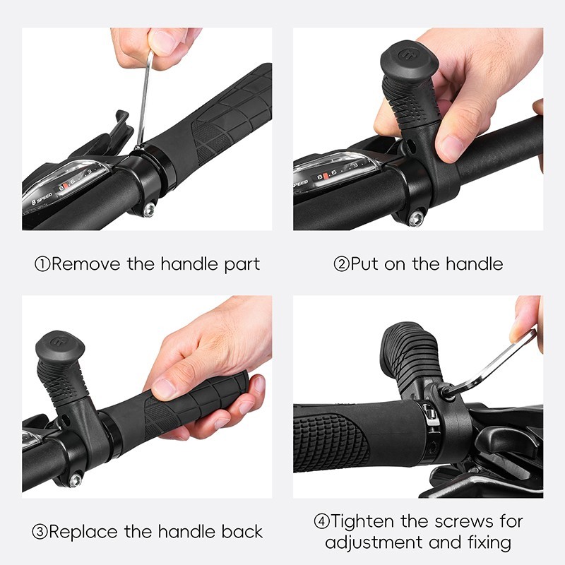 WEST BIKING Bike Rest Handlebar Ergonomic Bicycle Handlebar Bar Ends Plugs Black