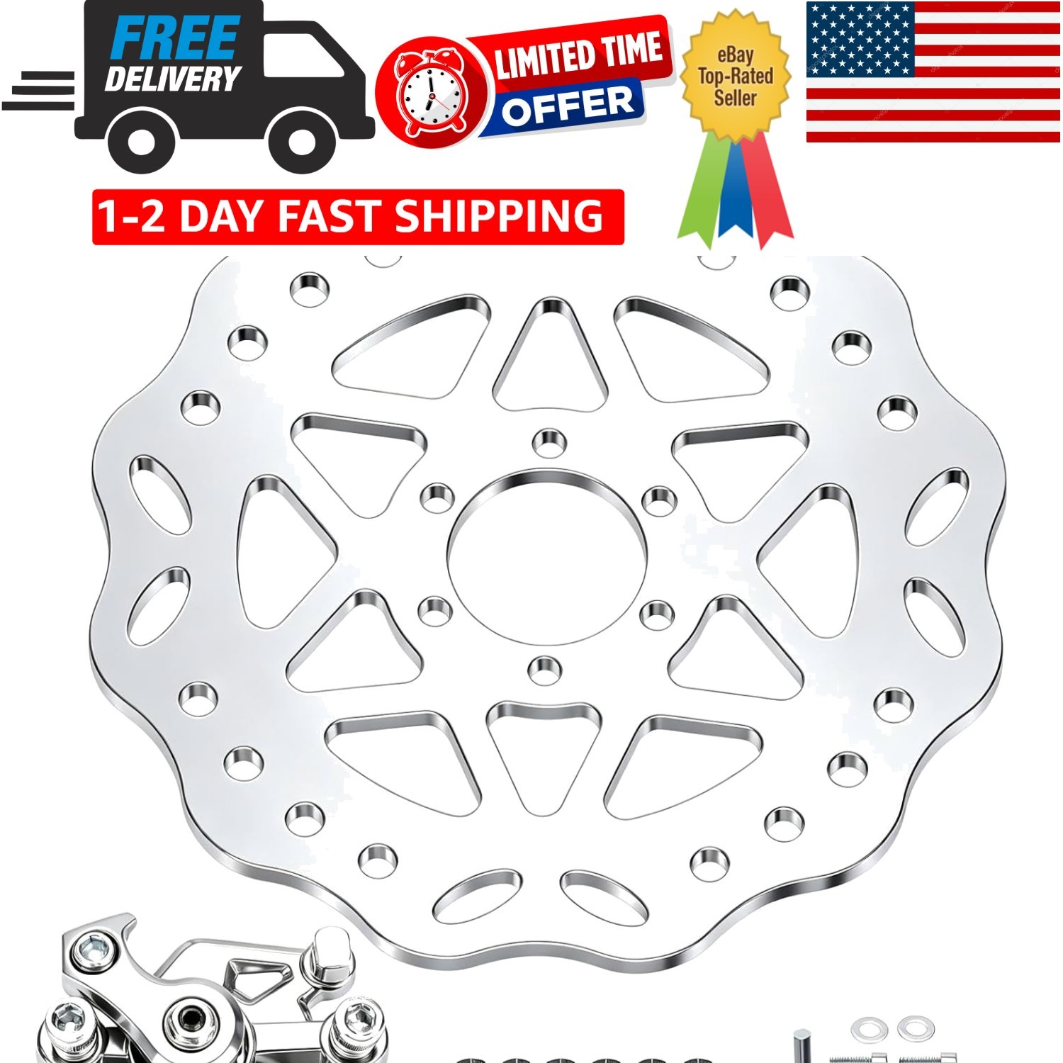 180mm Mini Bike Disc Brake Rotor Kit with Rear Brake Caliper Replacement for …