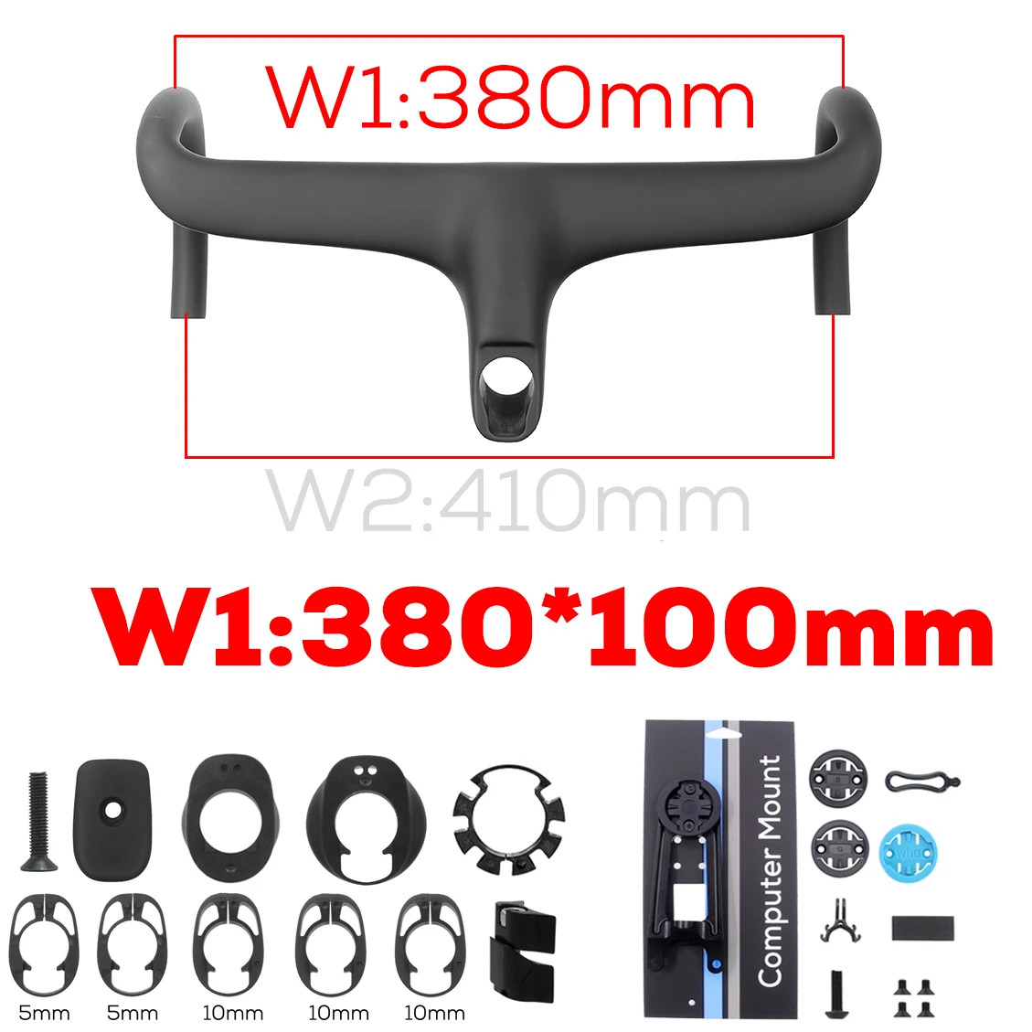 Carbon Internal Cable Integrated Road Bicycle Drop Bar 360-380mm with Spacers