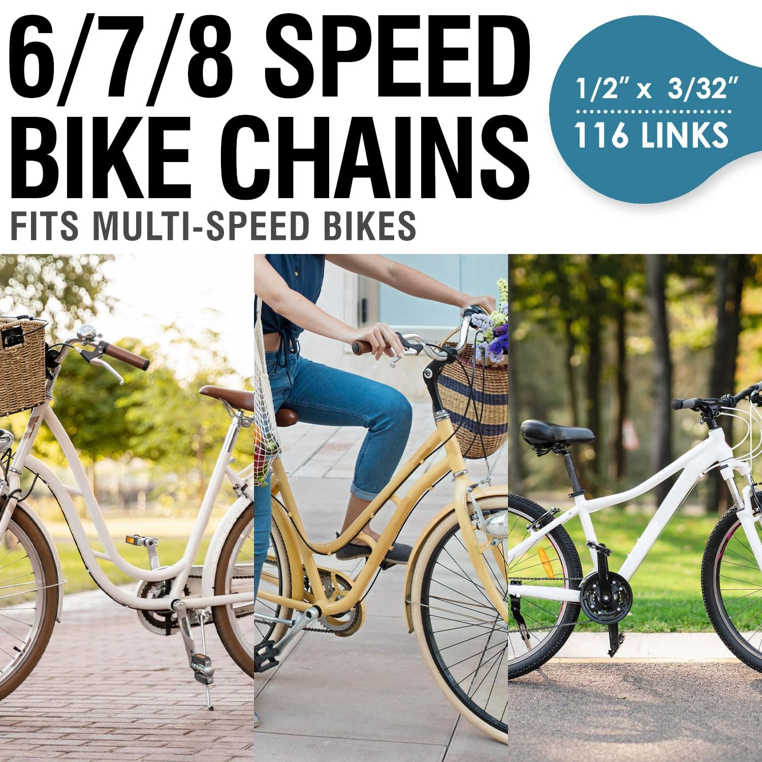 HeavyDuty Bike Chain 6 7 8 Speed Silver 116 Links Quick Link for Bicycle Repair