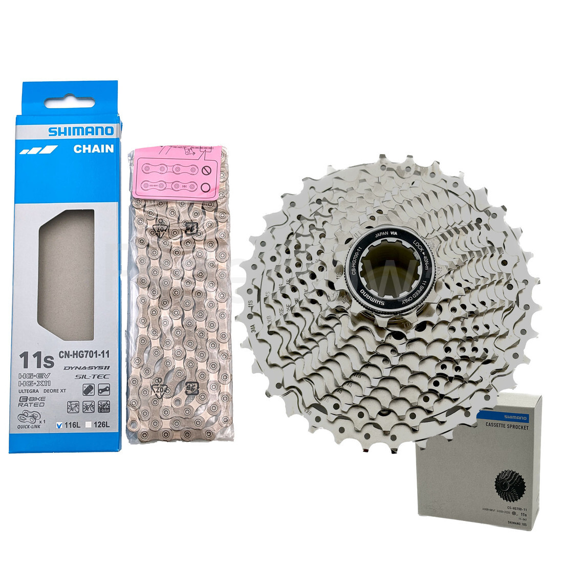 Shimano 105 CS-HG700-11 Cassette 11-34T and Ultegra CN-HG701 Chain 116L