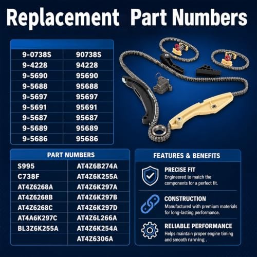 Timing Chain Kit Compatible with Explorer Mustang 2011-2017 | 3.5L 3.7L, 9