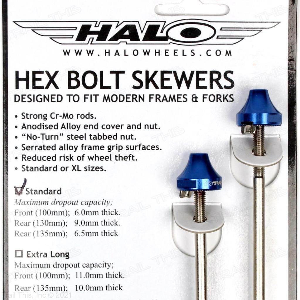 Halo Hex Key 100/135mm Blue Bolt-On Bike Skewer Set Front/Rear Road / Track Bike