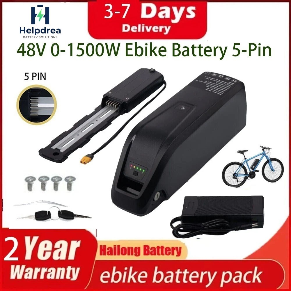 Hailong 48V Ebike Battery Lithium 5-Pin For 200W-1500W Bicycle Motor 30A BMS