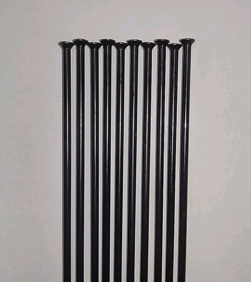 Custom length 14g (2.0mm) BLACK Stainless ST. PULL bicycle spokes – No nipples