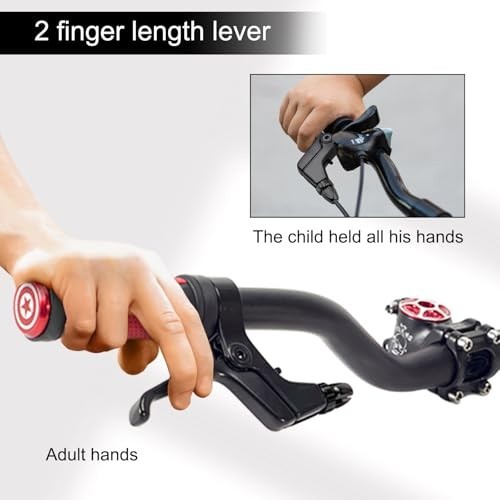 2Pcs Adjustable 2-Finger Bicycle Brake Levers for V Brakes, Aluminum Alloy, Kids
