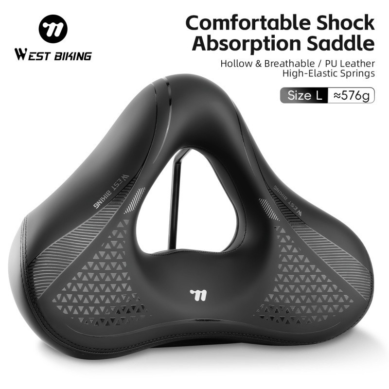 WEST BIKING Bicycle Saddle Shock Absorption Comfort Bike Widen Thicken Cushion