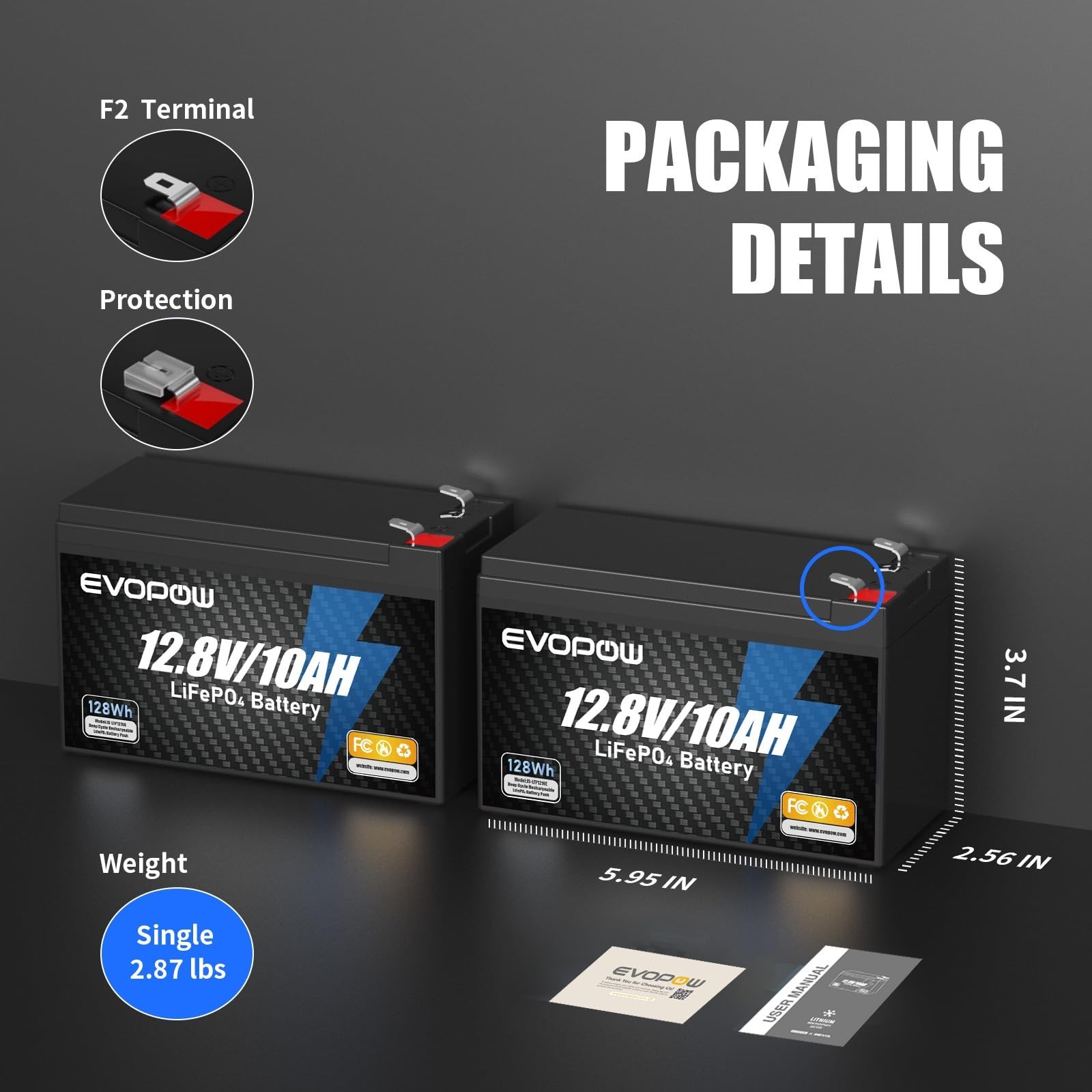 2 Pack 12V 10Ah LiFePO4 Battery, 5000+ Cycles Lithium 12V 10Ah Battery Built-…