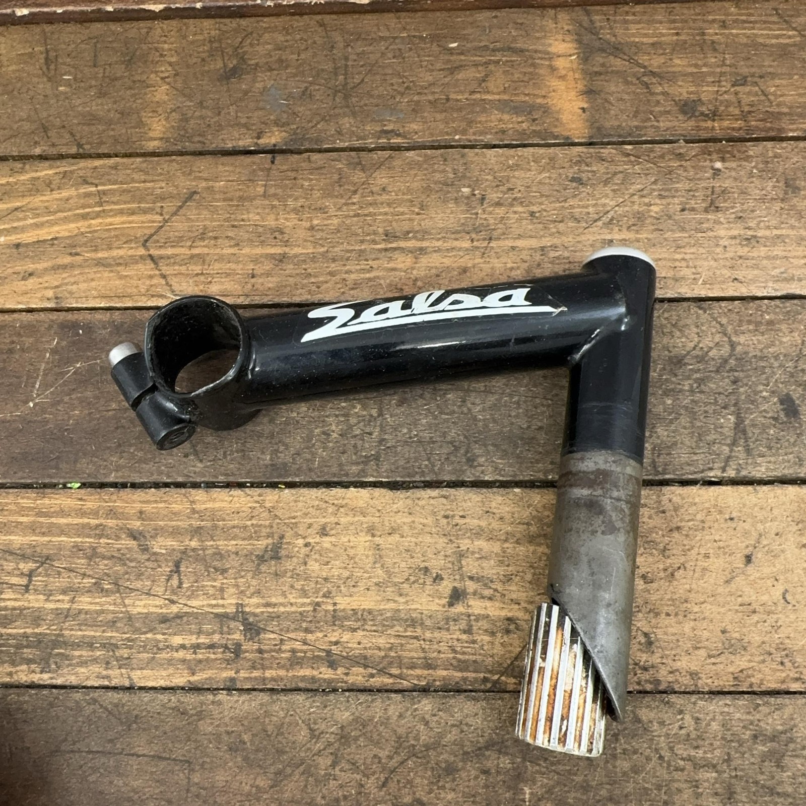 Vintage Salsa Quill Stem 25.4 Clamp Black Steel 130 mm Drop 22.2 1″